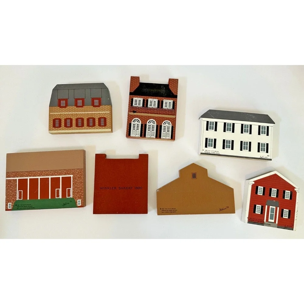 Cat's Meow Village Set Gerneral Store Barn Series Winkler Bakery Calef's Set 7